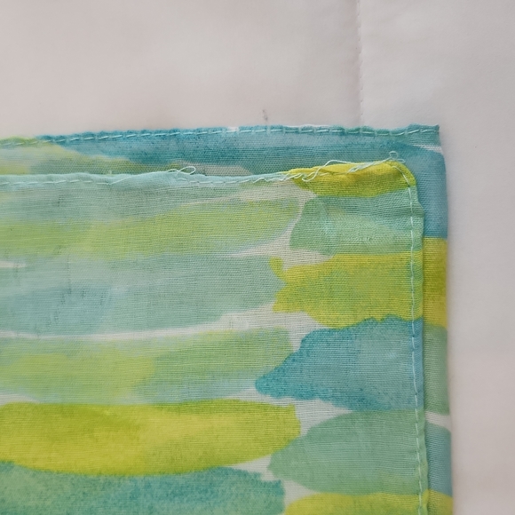 Rectangular Teal & Yellow Scarf about 13" x 63" - Picture 2 of 5